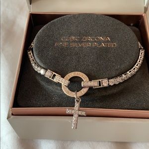 Silver plated cross hope faith love bracelet